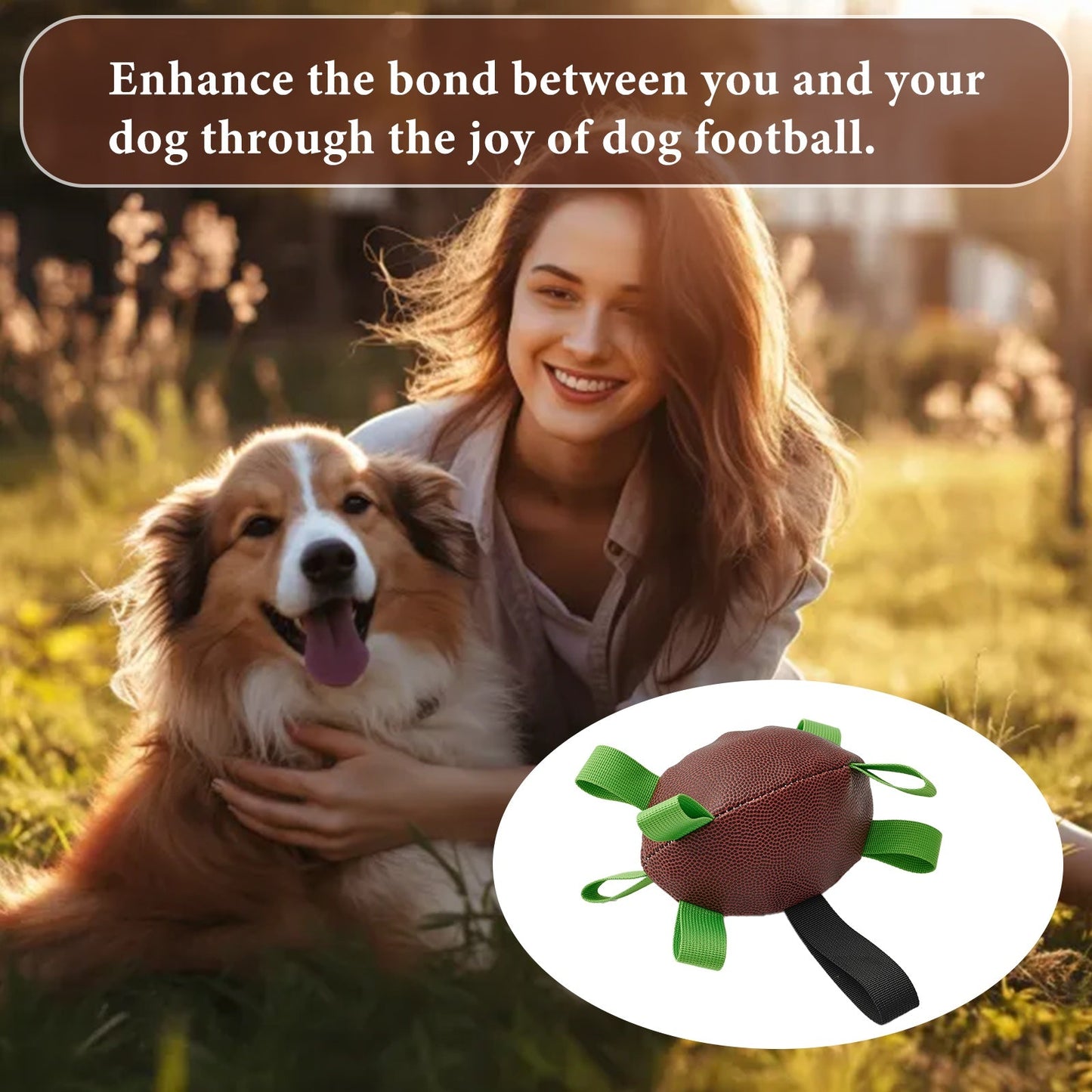 Dog Rugby Football With Strapes, Interactive Dog Toys For Boredom, Dog Water Toy, Dog Balls For Small And Medium Breeds - Indoor & Outdoor Play - Zambeel