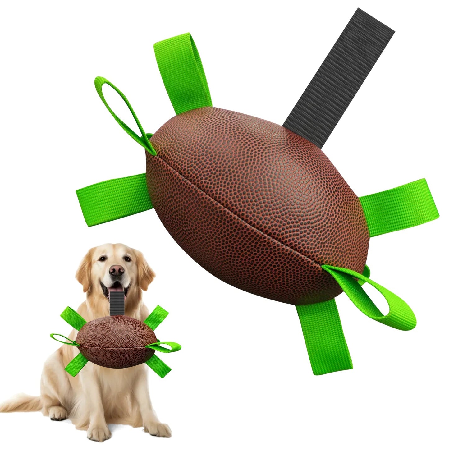 Dog Rugby Football With Strapes, Interactive Dog Toys For Boredom, Dog Water Toy, Dog Balls For Small And Medium Breeds - Indoor & Outdoor Play - Zambeel