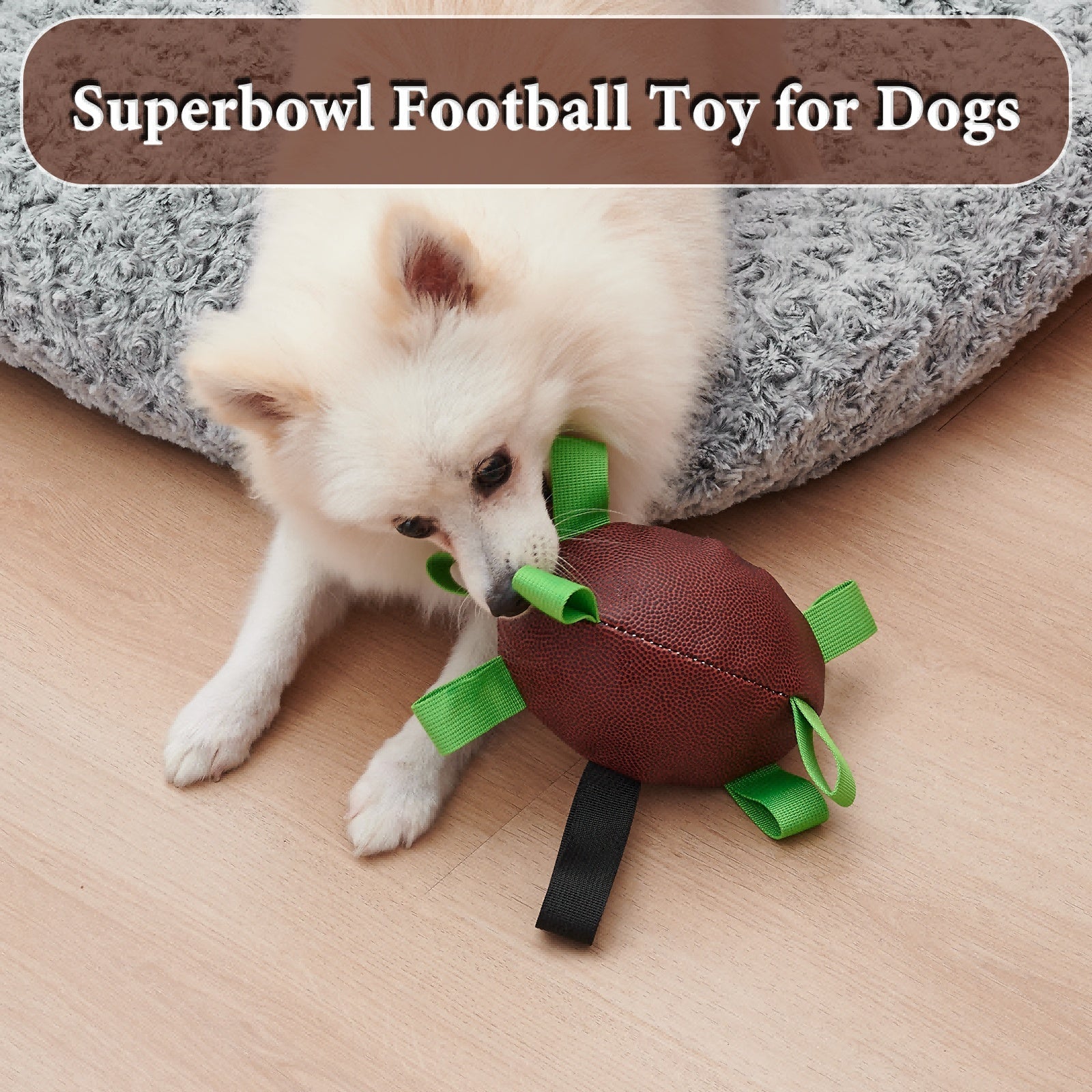 Dog Rugby Football With Strapes, Interactive Dog Toys For Boredom, Dog Water Toy, Dog Balls For Small And Medium Breeds - Indoor & Outdoor Play - Zambeel