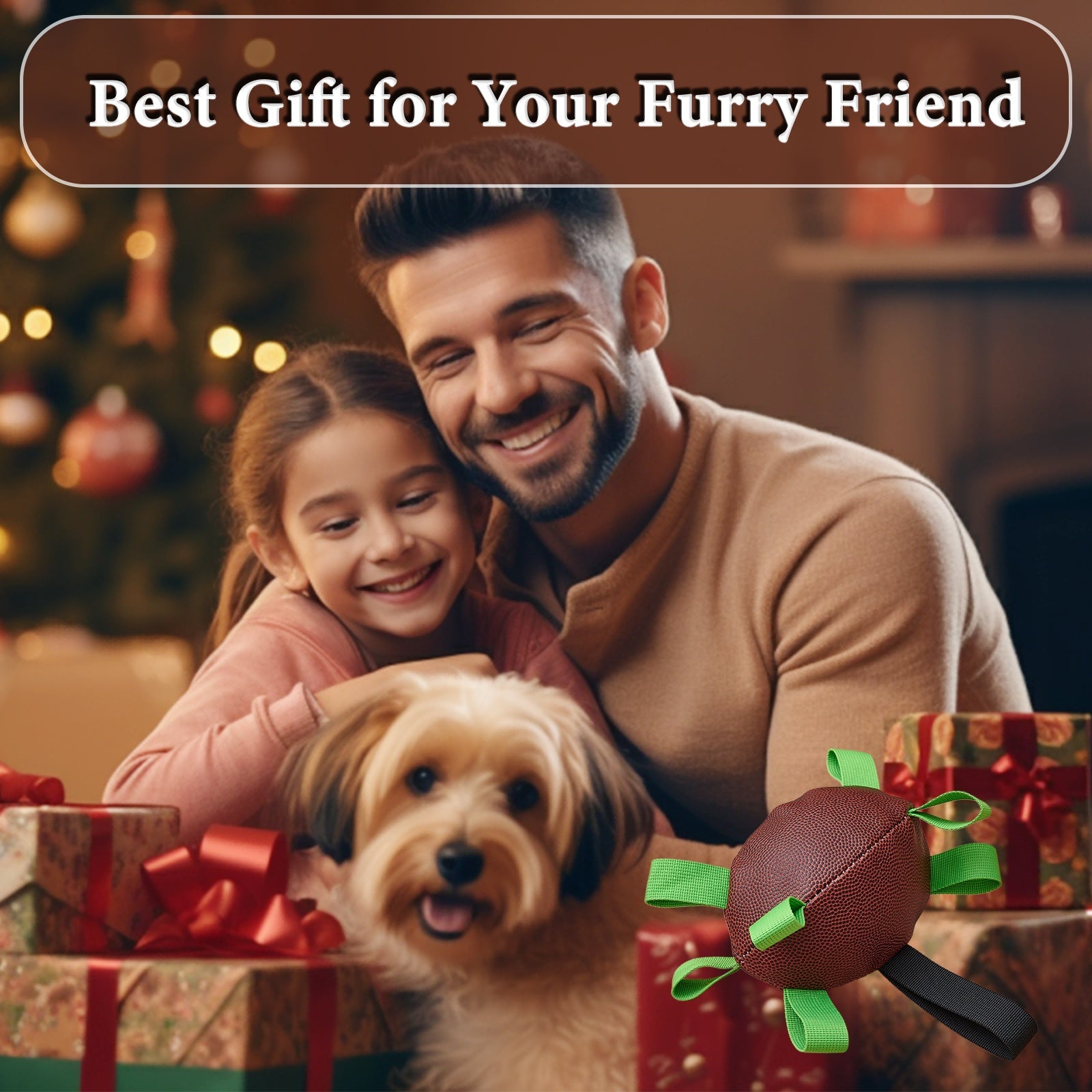 Dog Rugby Football With Strapes, Interactive Dog Toys For Boredom, Dog Water Toy, Dog Balls For Small And Medium Breeds - Indoor & Outdoor Play - Zambeel