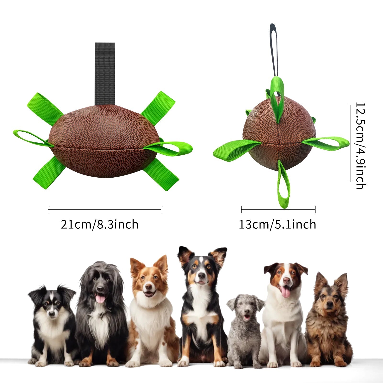 Dog Rugby Football With Strapes, Interactive Dog Toys For Boredom, Dog Water Toy, Dog Balls For Small And Medium Breeds - Indoor & Outdoor Play - Zambeel