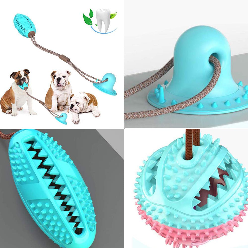 Dog Toys Silicon Suction Cup Tug Interactive Dog Ball Toy For Pet Chew Bite Tooth Cleaning Toothbrush Feeding Pet Supplies - Zambeel