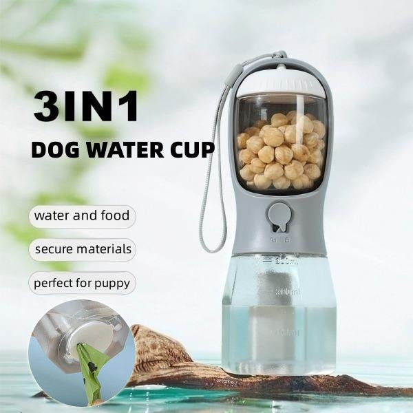 Dog Water Cup Drinking Food Garbage Bag Three - in - one Portable Small Multi - functional Pet Cups Pets Supplies - Zambeel