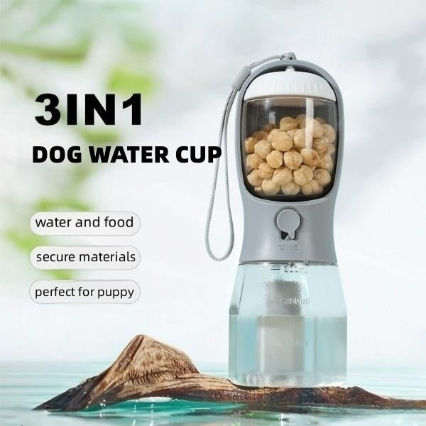 Dog Water Cup Drinking Food Garbage Bag Three - in - one Portable Small Multi - functional Pet Cups Pets Supplies - Zambeel