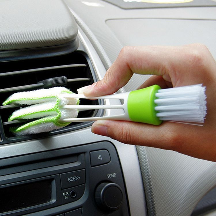 Double Head With Rag Blinds Cleaning Brush Household Dusting Brush Dashboard Keyboard Brush - Zambeel