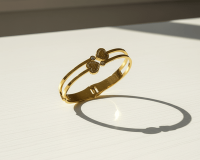 Double Heart Crystal Bangle - Zambeel