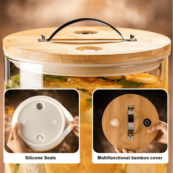 Drink Serve Dispenser with Wooden Stand © - Zambeel