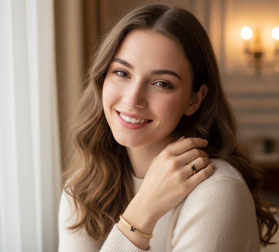 Dual Bar Sparkle Bangle & Ring Set - Zambeel