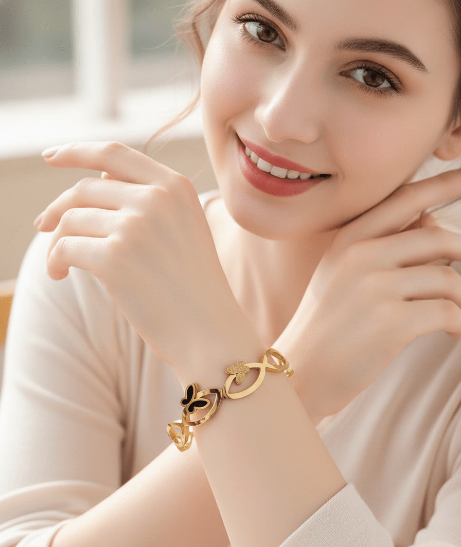 Dual Butterfly Infinity Bangle - Zambeel