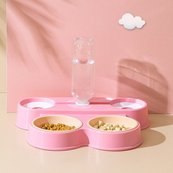 Dual Pet Feeding Bowl with Water Dispenser - Zambeel