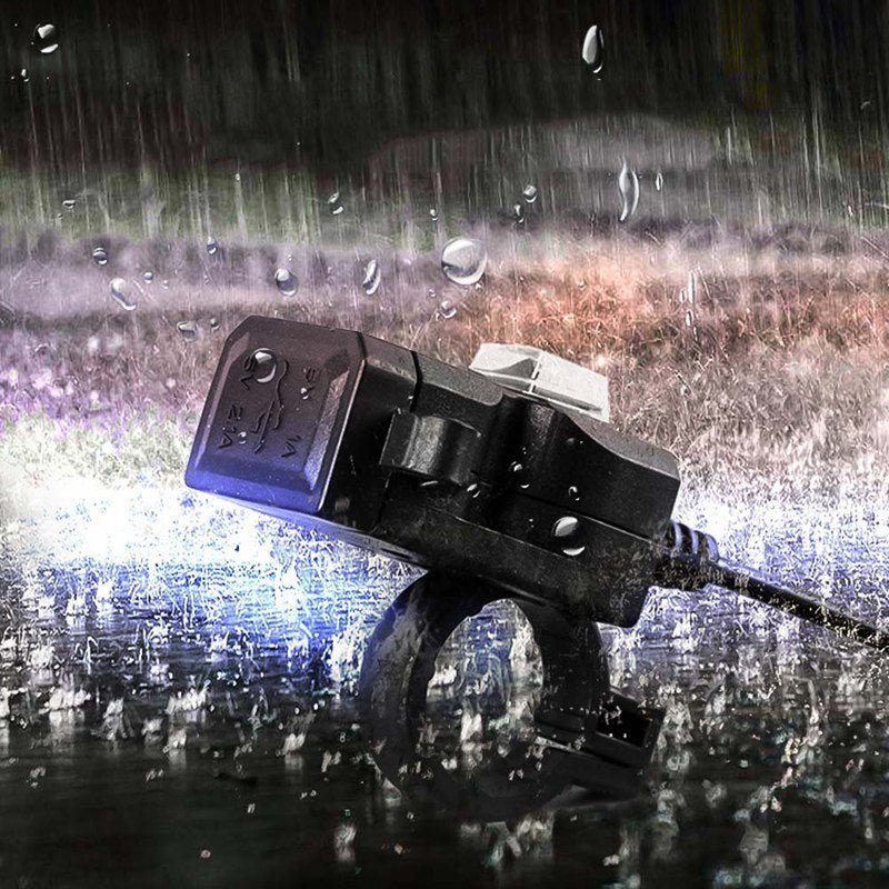Dual USB Port 12V Waterproof Motorcycle Handlebar Charger 5V 1A / 2.1A Power Adapter Plug for Mobile Phone - Zambeel