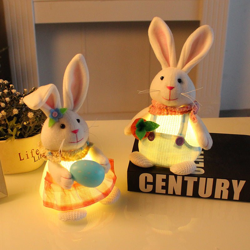 Easter Cartoon Cute Newspaper Egg Radish Luminous Rabbit Tabletop Decoration - Zambeel