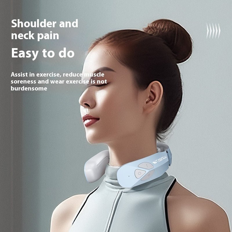 Electric Neck Massager EMS Pulse Rechargeable USB Cervical Traction Therapy Massage Stimulator Pain Relief Heating Function - Zambeel