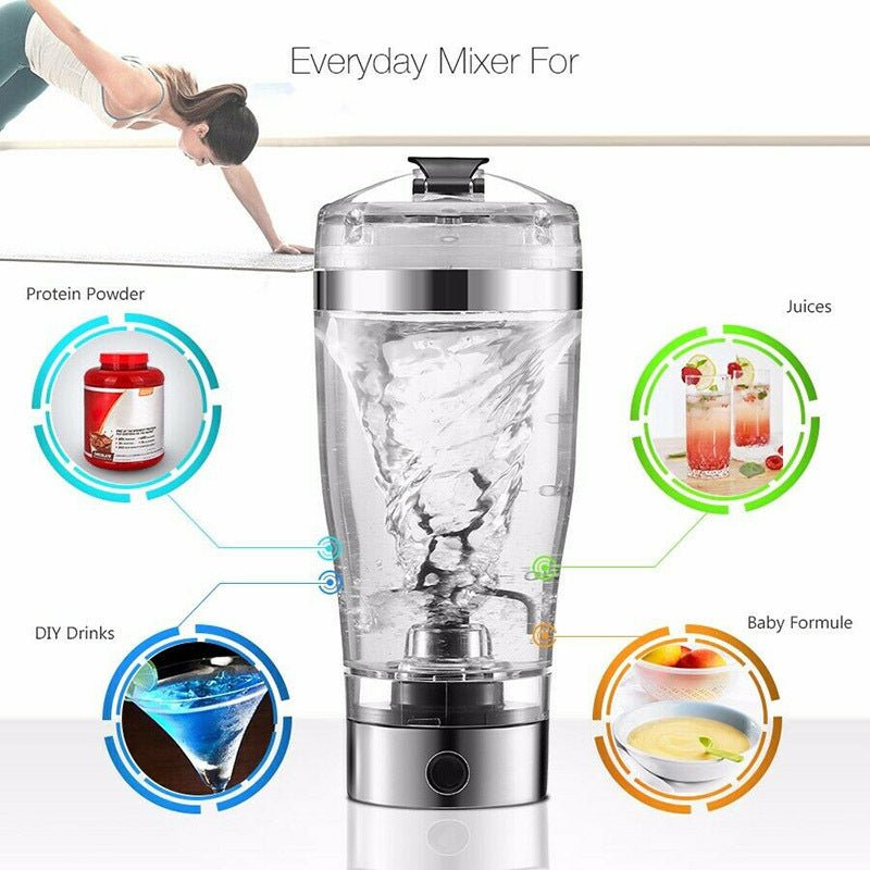 Electric Protein Shake Stirrer USB Shake Bottle Milk Coffee Blender Kettle Sports And Fitness Charging Electric Shaker Cup - Zambeel