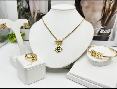 Elegant Filigree Flower Jewelry Set - Zambeel