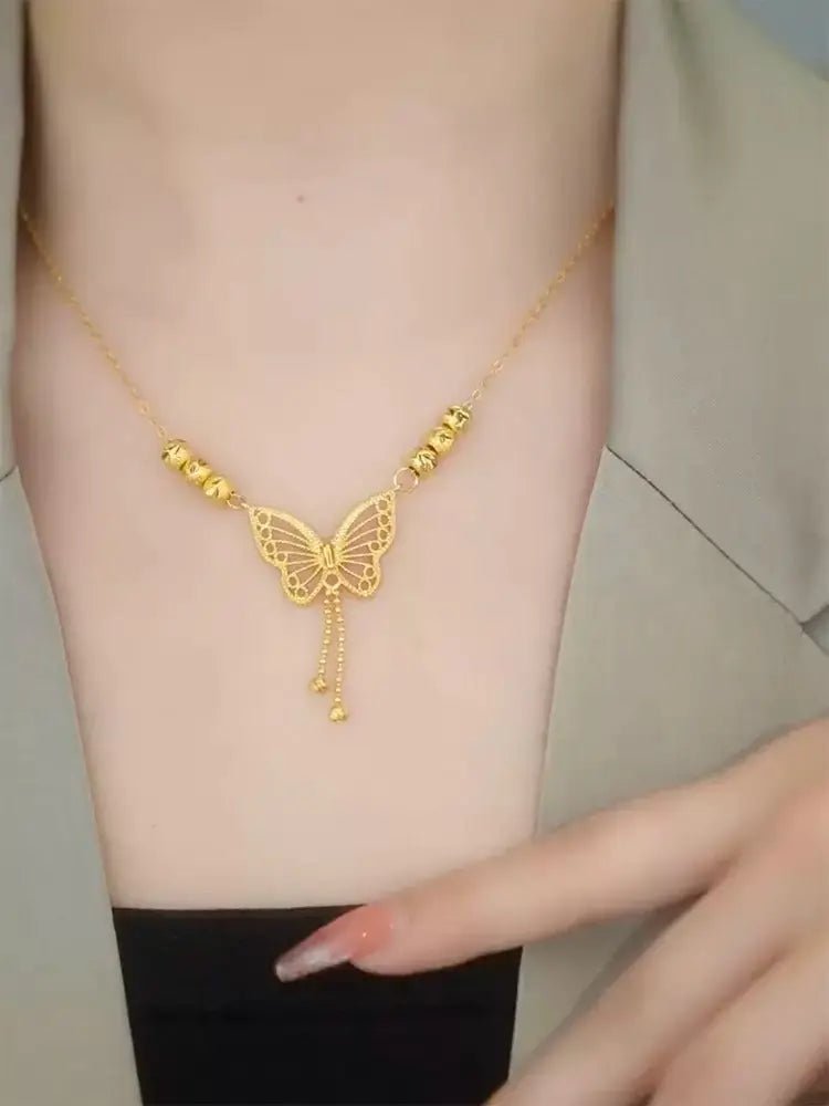 Elegant Gold Butterfly Pendant Necklace - Zambeel