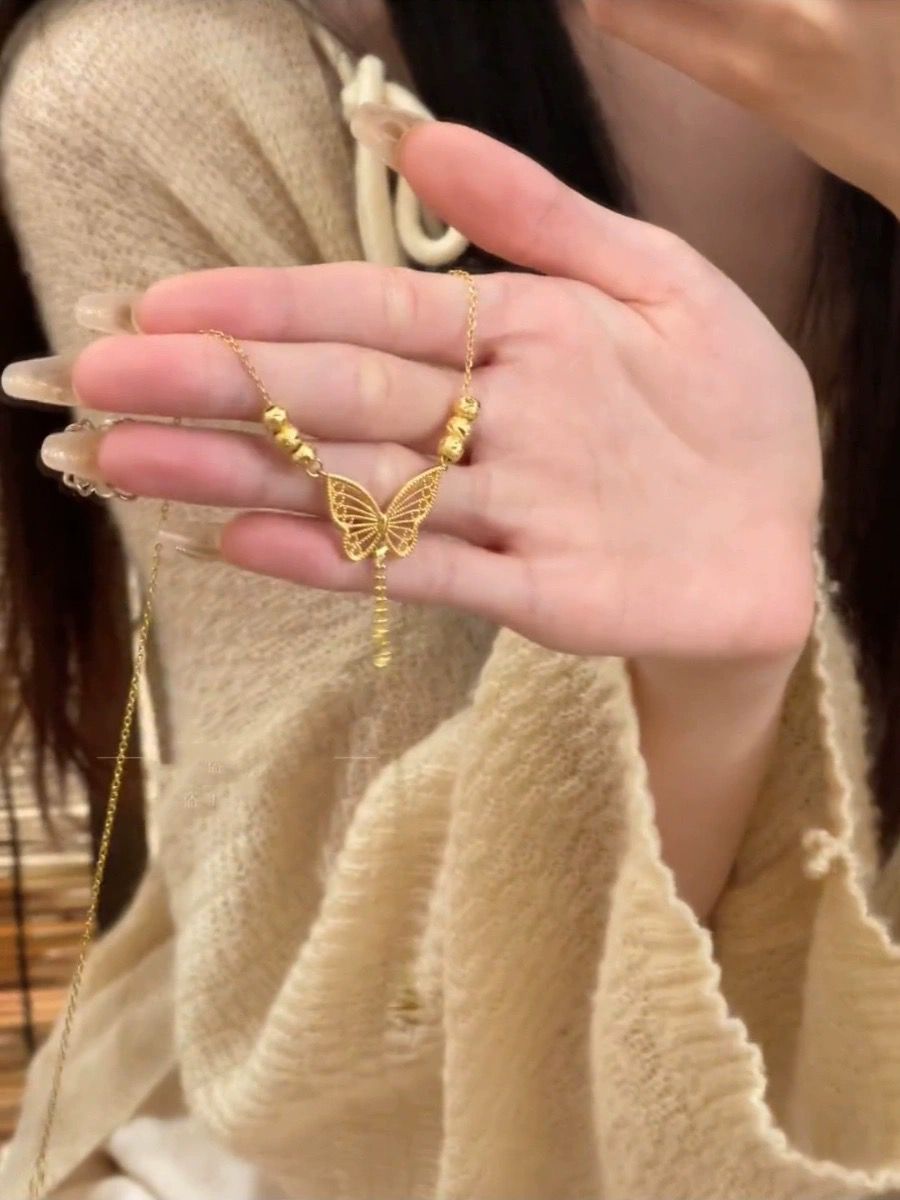 Elegant Gold Butterfly Pendant Necklace - Zambeel