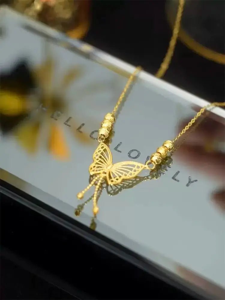 Elegant Gold Butterfly Pendant Necklace - Zambeel