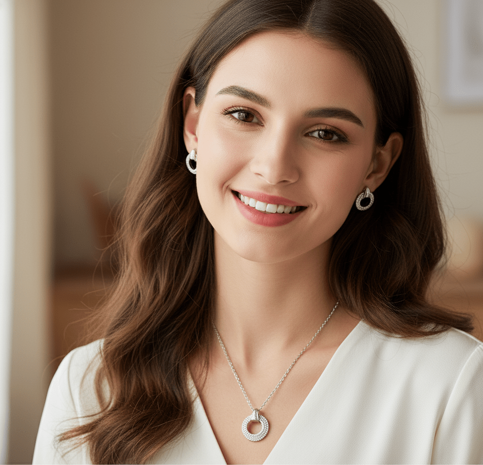 Elegant Round Crystal Jewelry Set - Zambeel