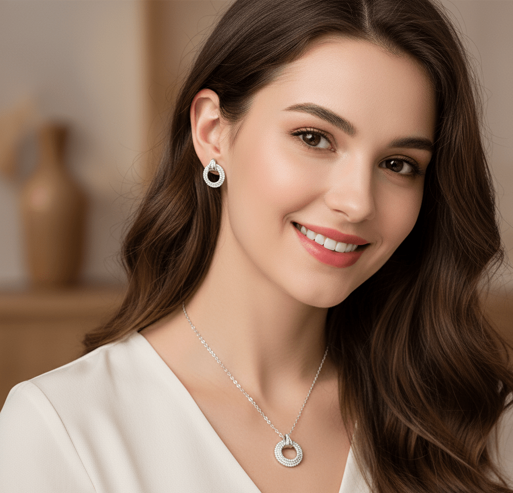 Elegant Round Crystal Jewelry Set - Zambeel