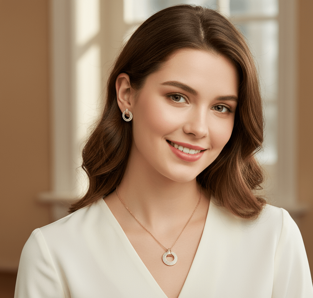 Elegant Round Crystal Jewelry Set - Zambeel