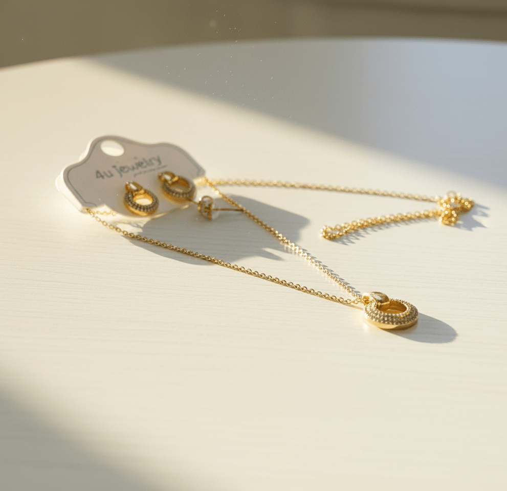 Elegant Round Crystal Jewelry Set - Zambeel