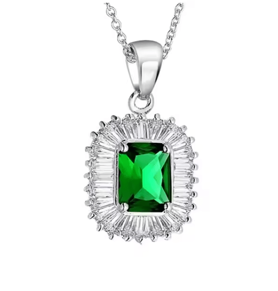 Emerald Gemstones Pendant Set - Zambeel