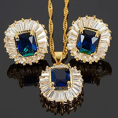 Emerald Gemstones Pendant Set - Zambeel