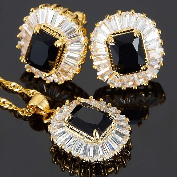 Emerald Gemstones Pendant Set - Zambeel