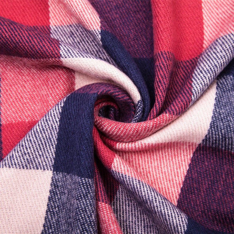 European And American Autumn And Winter Cashmere - like Red Plaid Double - sided Color Plaid Tassel Scarf Women Plus - sized Size Shawl - Zambeel