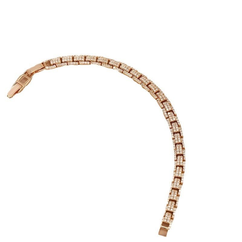 European And American Metallic Light Luxury Inlaid Zirconium Bracelet Personality Simple - Zambeel