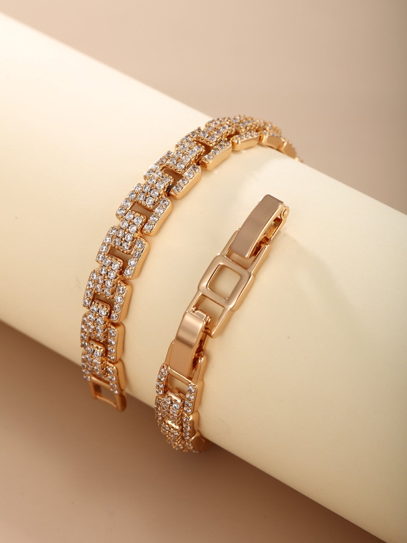 European And American Metallic Light Luxury Inlaid Zirconium Bracelet Personality Simple - Zambeel