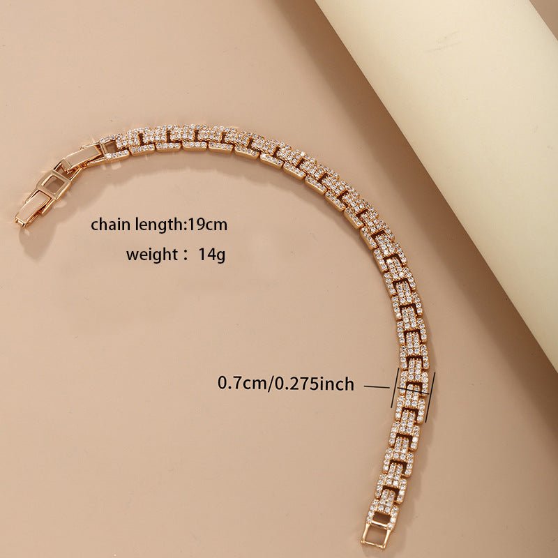European And American Metallic Light Luxury Inlaid Zirconium Bracelet Personality Simple - Zambeel