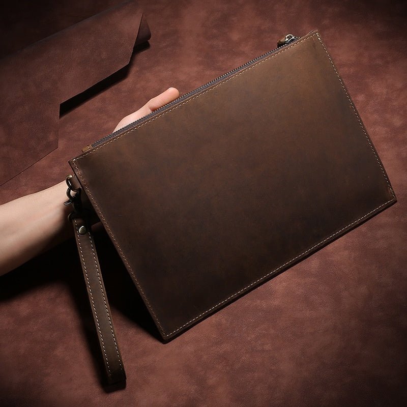 European And American Retro Crazy Horse Leather Men's Clutch - Zambeel
