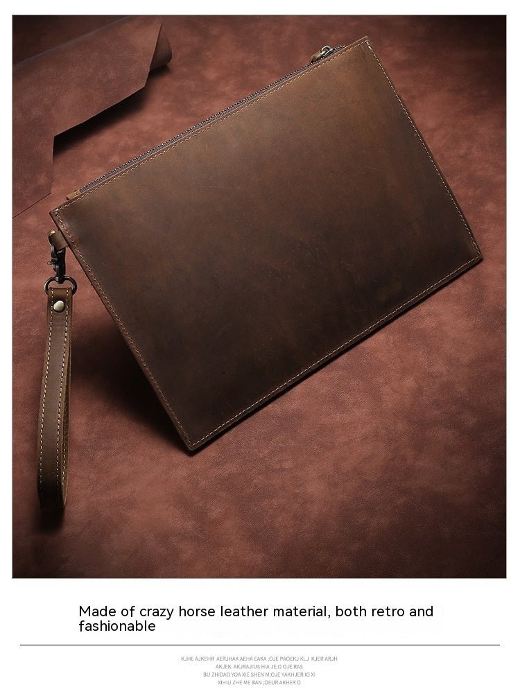 European And American Retro Crazy Horse Leather Men's Clutch - Zambeel