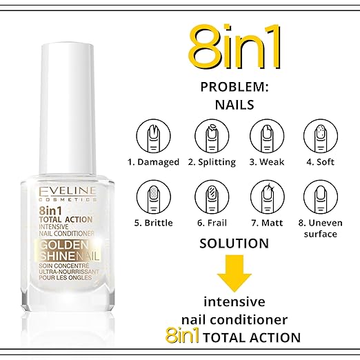 Eveline Cosmetics - 8 - in - 1 Nail Conditioner with Golden Particles (Original) - Zambeel