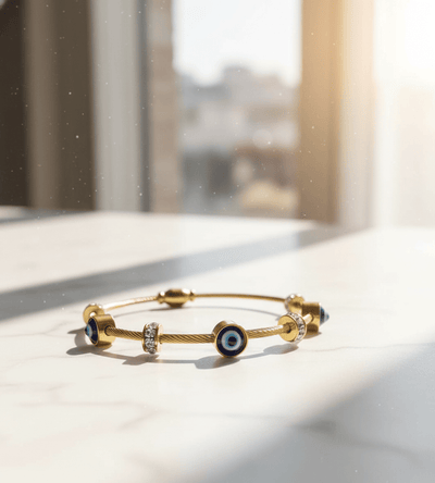 Evil Eye Protection Cable Bangle - Zambeel