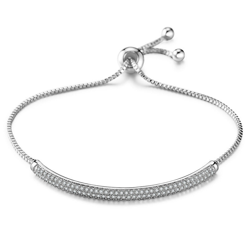 Exquisite Cold Wind Full Inlaid Zircon Curved Bracelet - Zambeel