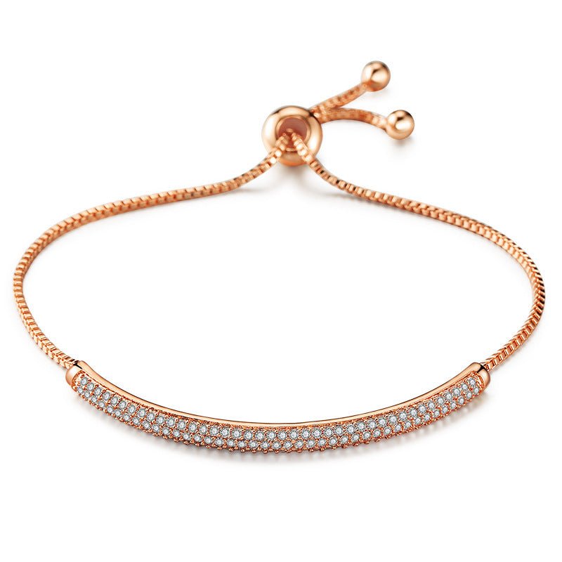 Exquisite Cold Wind Full Inlaid Zircon Curved Bracelet - Zambeel