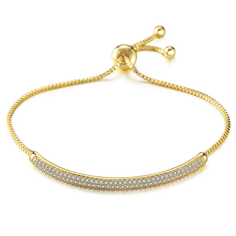 Exquisite Cold Wind Full Inlaid Zircon Curved Bracelet - Zambeel