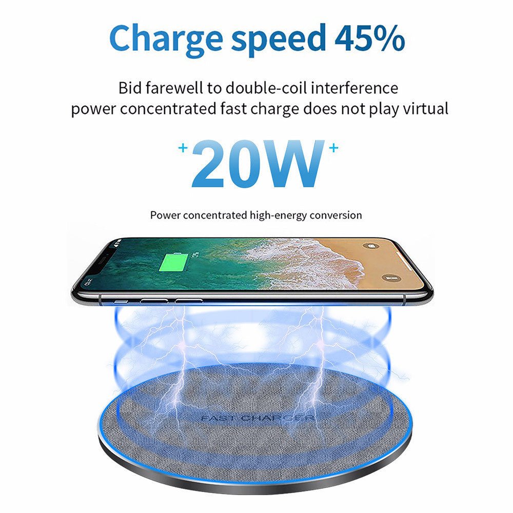 Fabric Disc Wireless Charger 20W Fast Charge - Zambeel