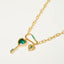 Fashion Emerald Love Key Inlaid Zircon Pendant Necklace - Zambeel