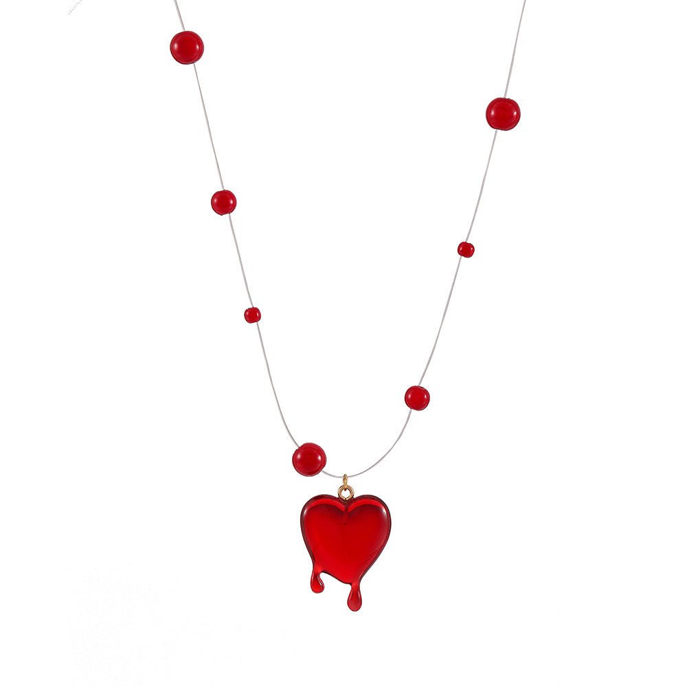 Fashion Halloween Red Love Blood Drop Beads Necklace - Zambeel
