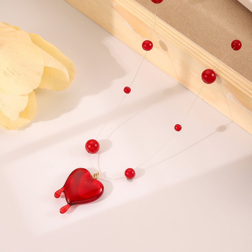 Fashion Halloween Red Love Blood Drop Beads Necklace - Zambeel