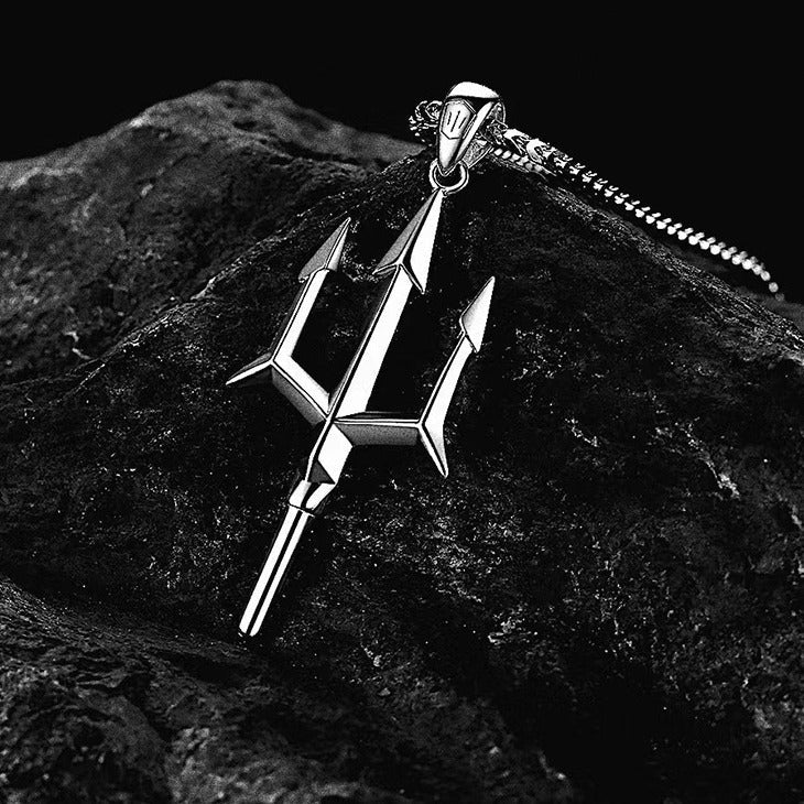 Fashion Stainless Steel Small Trident Necklace Ornament - Zambeel