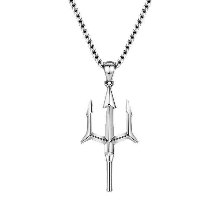 Fashion Stainless Steel Small Trident Necklace Ornament - Zambeel