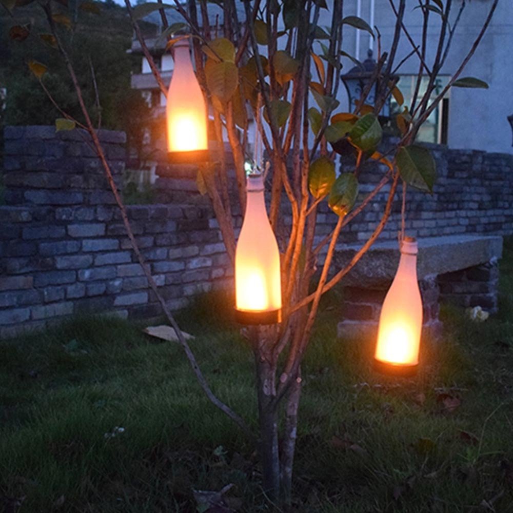 Fashionable New Solar LED Light Wine Bottle Flame Light Outdoor - Zambeel