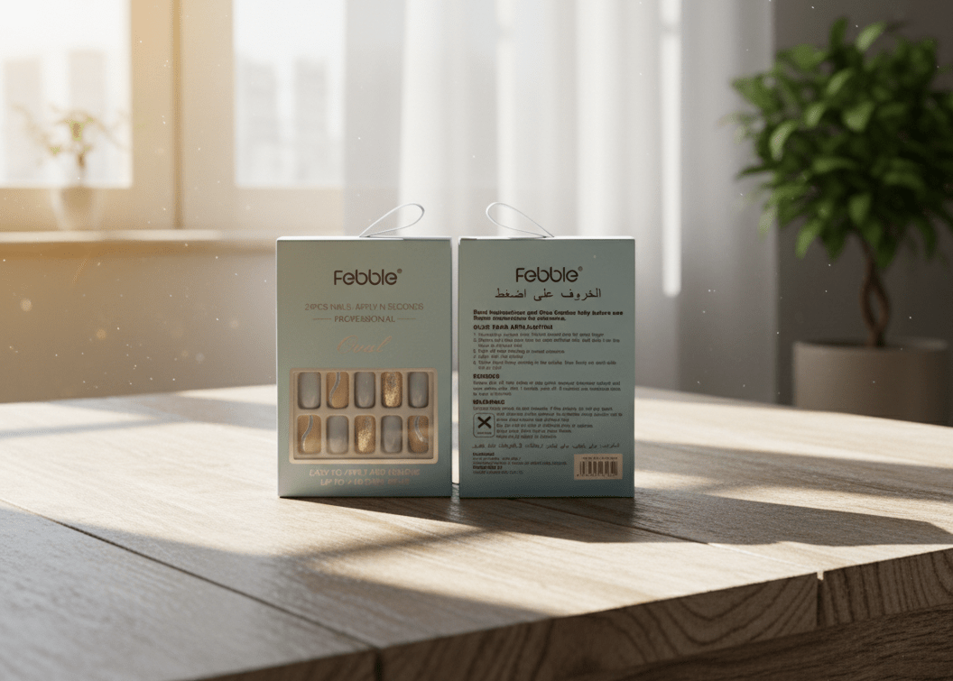 Febble - Baby Blue & Silver Wave Press - On Nails (Original) - Zambeel