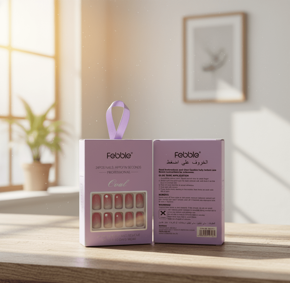 Febble - Blush Ombre Gem Oval Nails (Original) - Zambeel