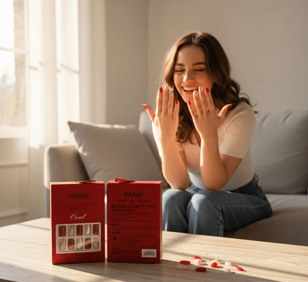 Febble - Classic Red with Gold Accent Press - On Nails (Original) - Zambeel